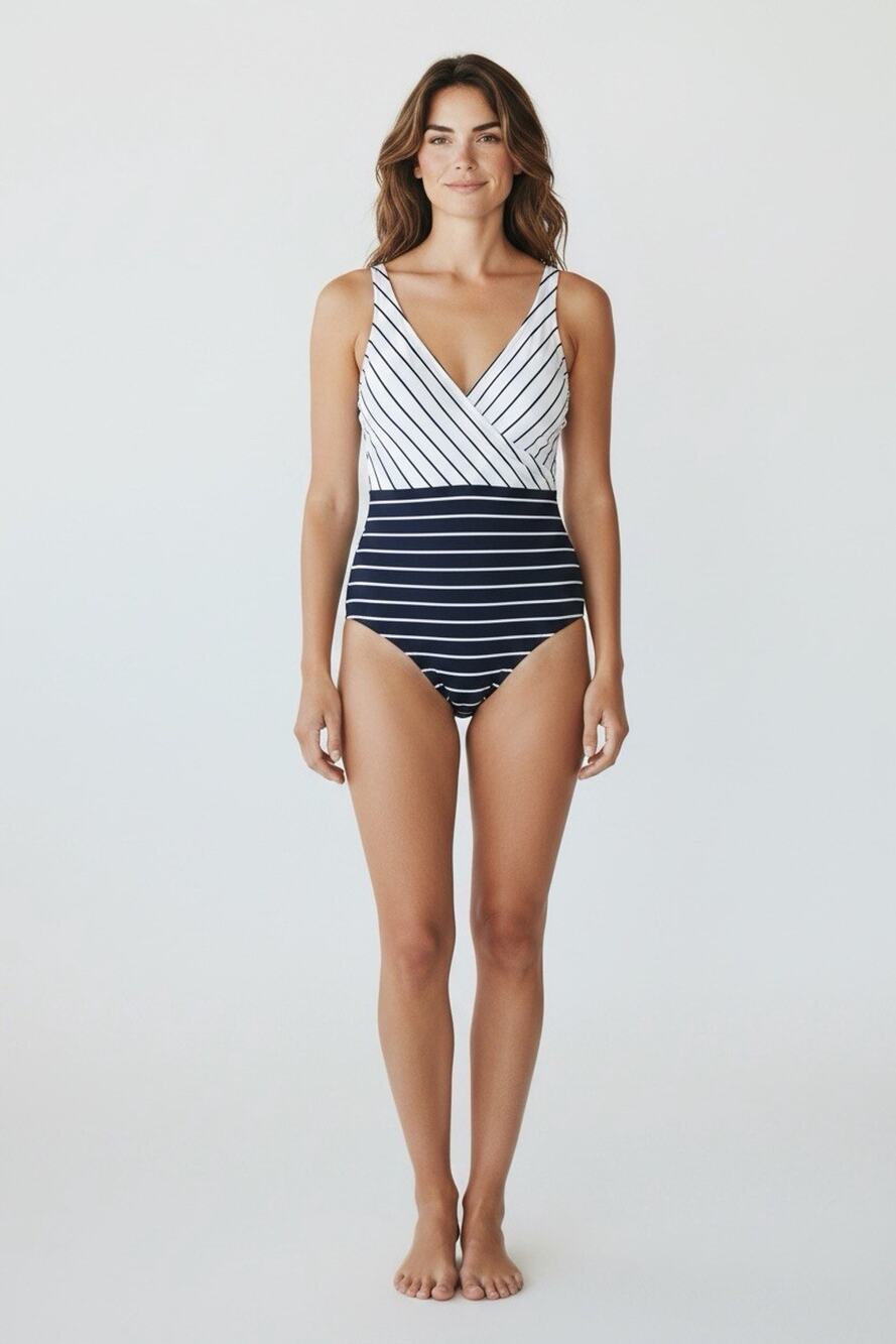 Kona Sol One Piece Swimsuit Women’s XL (16). Striped Tummy Control Full Coverage